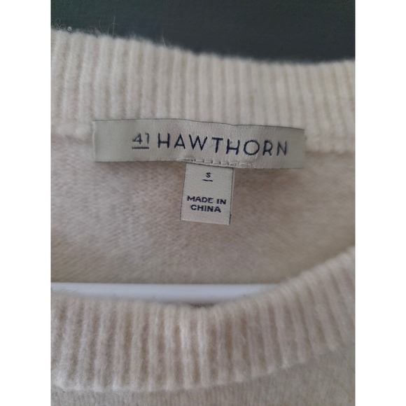 41 Hawthorn Striped Crewneck Sweater Cream Black Wool Alpaca Blend Size Small - Picture 2 of 4